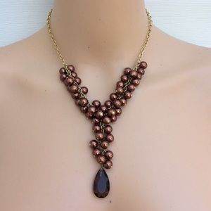 Vtg. Cezanne Copper Beaded Boho Statement Necklace